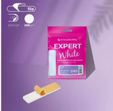 Load image into Gallery viewer, STALEKS PRO EXPERT 51 WHITE DISPOSABLE FILES FOR SHORT FILE POLISHING FILE 240 GRIT 10 PCS DFE-51-240W