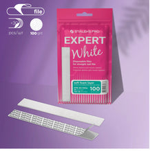 Load image into Gallery viewer, STALEKS PRO EXPERT 20 WHITE DISPOSABLE FILES FOR STRAIGHT NAIL FILE (SOFT BASE) 100 GRIT 30 PCS DFE-20-100W