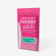 Load image into Gallery viewer, STALEKS PRO EXPERT 40 WHITE DISPOSABLE FILES FOR CRESCENT NAIL FILE SOFT BASE 100 GRIT 30 PCS DFE-40