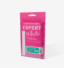 Load image into Gallery viewer, STALEKS PRO EXPERT 20 WHITE DISPOSABLE FILES FOR STRAIGHT NAIL FILE (SOFT BASE) 100 GRIT 30 PCS DFE-20-100W