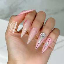 Load image into Gallery viewer, SHY PEACH color (pointer and middle finger). *gel polish #131 nails wirh design. 
